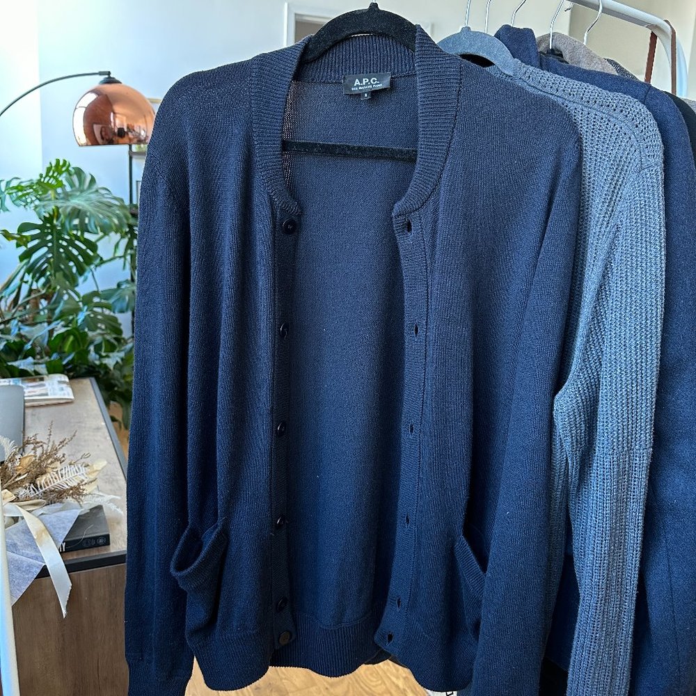 APC Wool Navy Cardigan